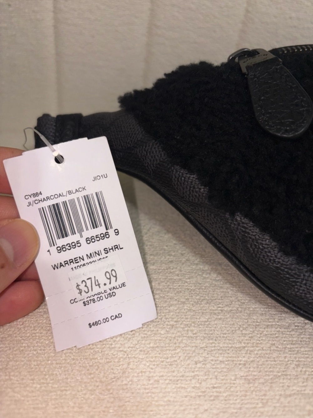NWT Coach Warren Mini Belt Bag Shearling Signature Canvas CY884 Charcoal Black - Picture 3 of 8